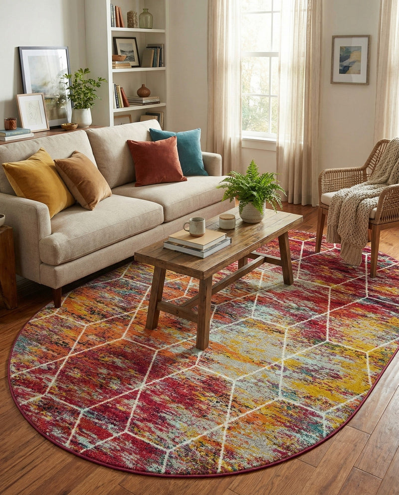 Trellis Mosaic Collection Area Rug - Arborville (Multi) Oval Multi  lifestyle 82