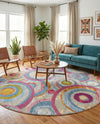 Urban Terrace Collection Area Rug -  Plaza Round Multi  lifestyle 49