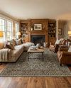 Isfahan Elegance Collection Area Rug - Naghsh-e Jahan (Gray) Rectangle Gray  lifestyle 3