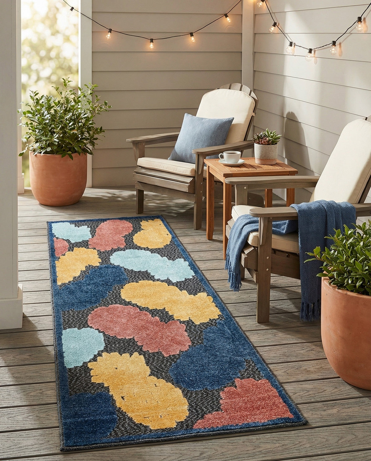 Caribbean Terrace Collection Area Rug -  Nevis Runner Black  lifestyle 87