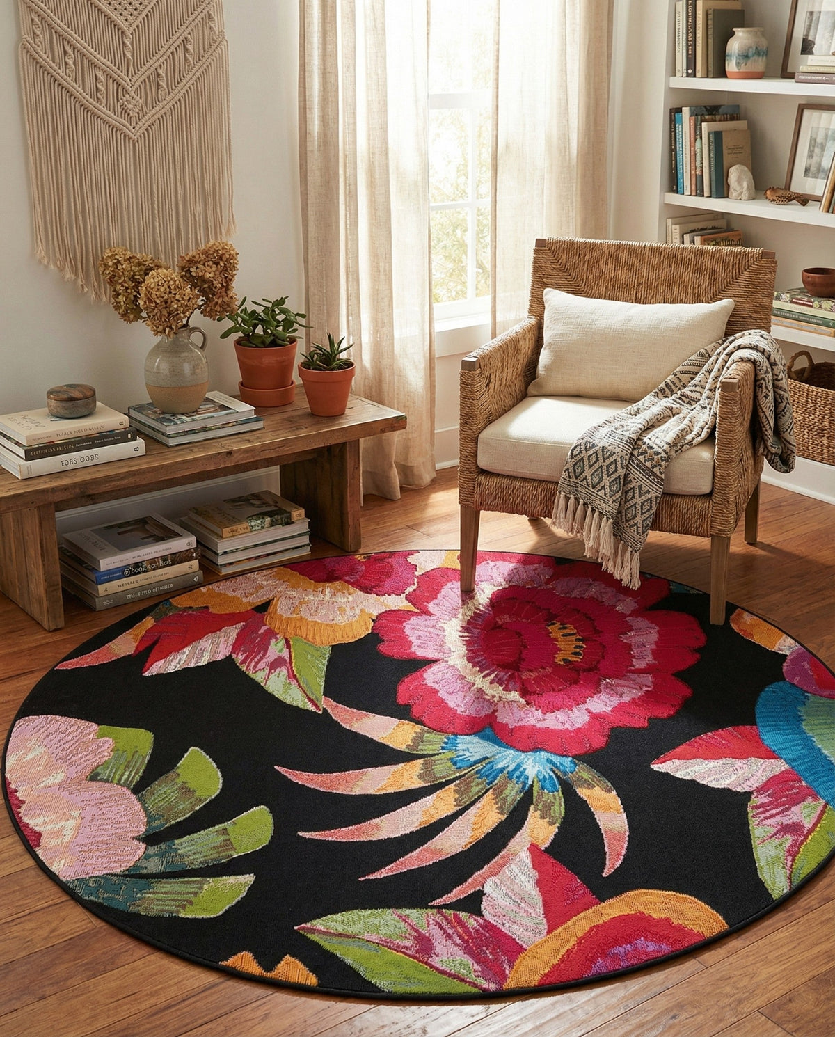 Seaside Blooms Collection Area Rug -  Versailles Round Multi  lifestyle 88