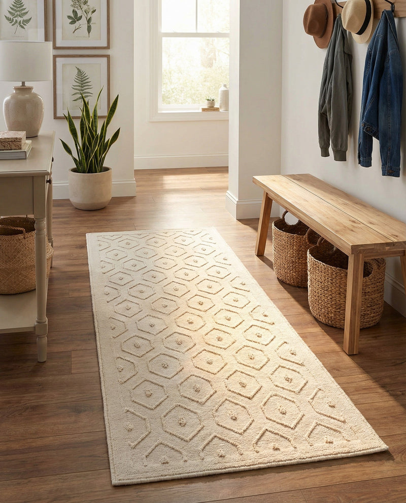 Garden Lattice Charm Collection Area Rug - Arbor (Ivory) Runner Ivory  lifestyle 45
