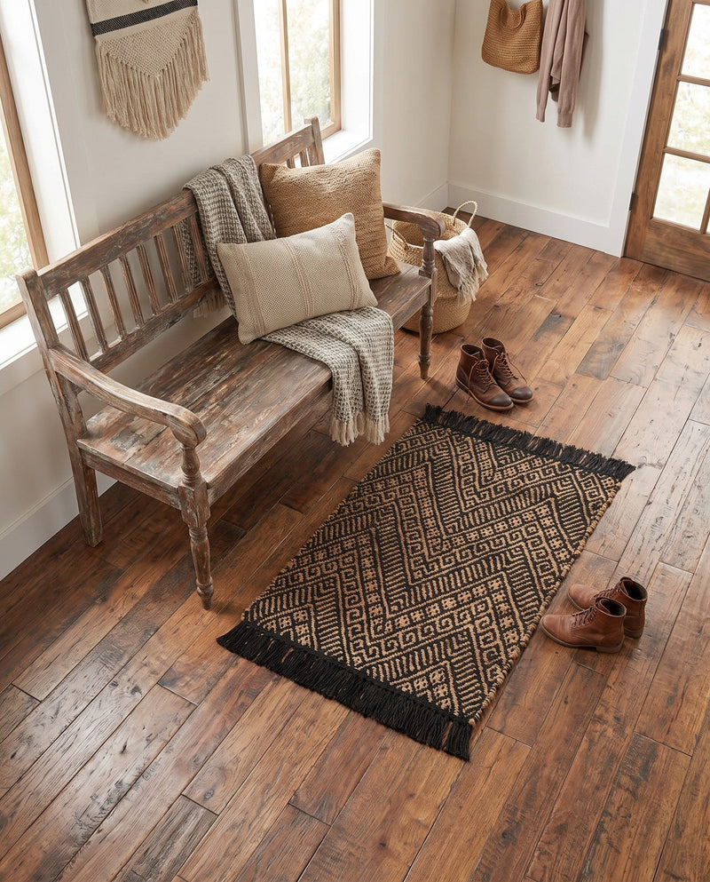 Woven Seaside Jute Collection Area Rug - Oia Rectangle Black and Natural  lifestyle 62