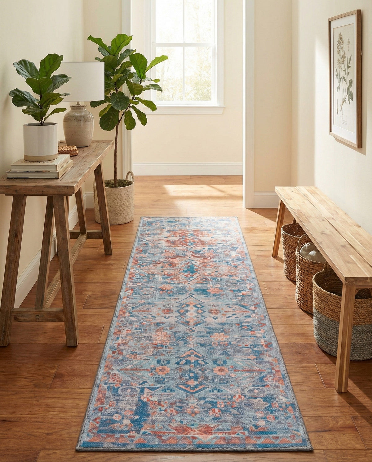 Heritage Elegance Collection Area Rug -  Potala Runner Blue  lifestyle 103