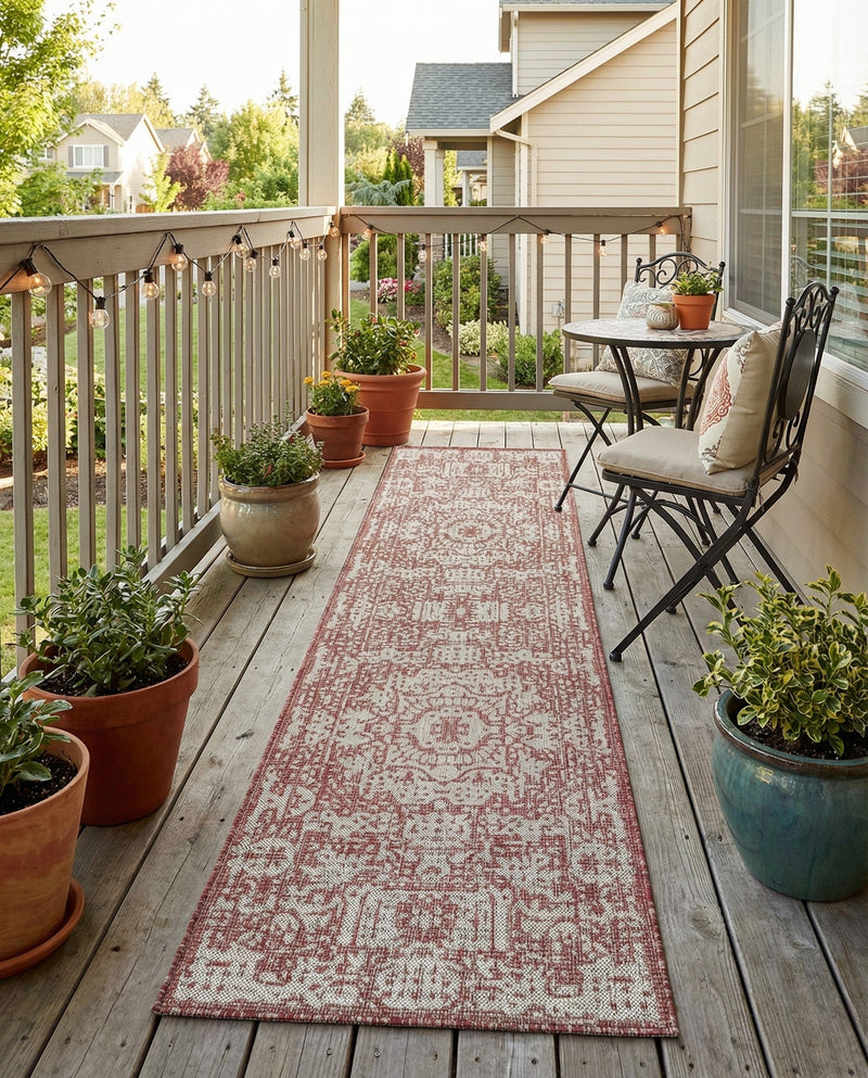 Patio Heritage Collection Area Rug - Savannah (Rust Red) Runner Rust Red  lifestyle 64