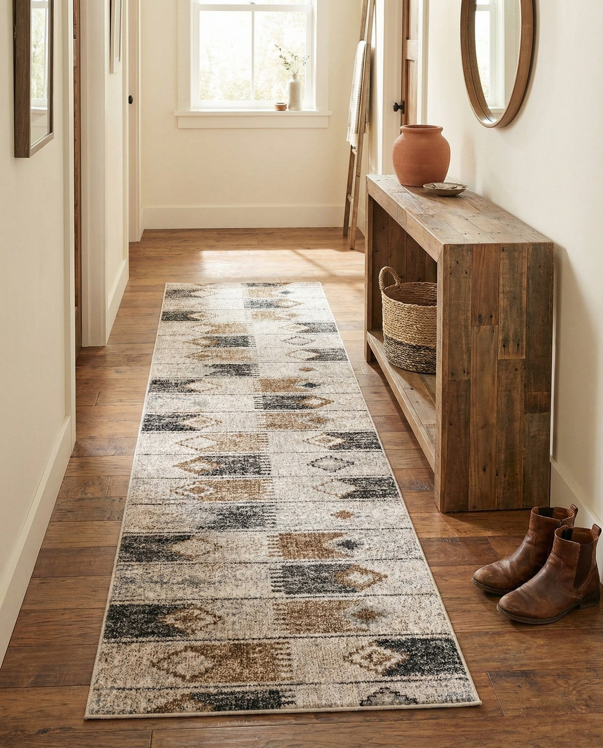 Desert Modern Eco Rug Series Collection Area Rug -  Taos Runner Ivory  lifestyle 48