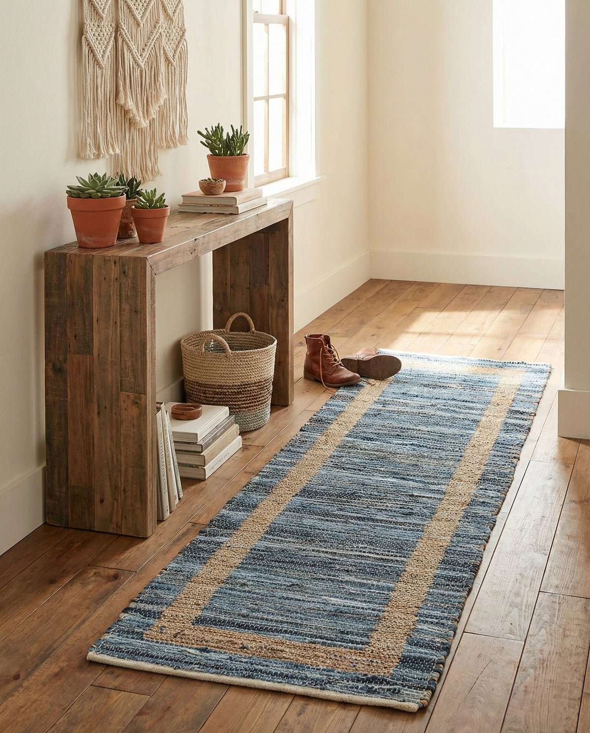 Osian Looms Collection Area Rug - Durham Runner Navy Blue  lifestyle 161