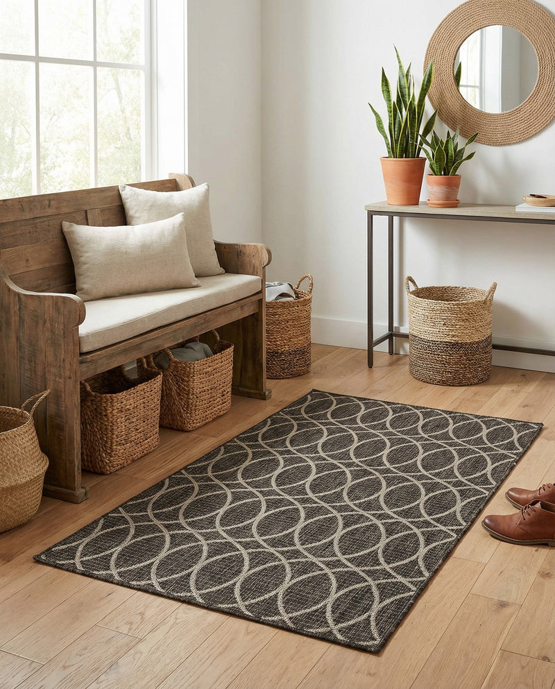 Savannah Pergola Collection Area Rug -  Pavilion (Charcoal) Rectangle Charcoal  lifestyle 9
