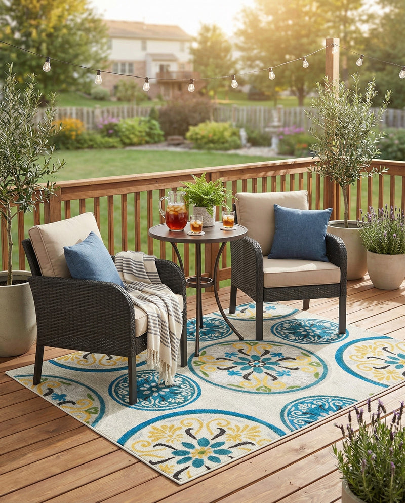 Urban Terrace Collection Area Rug -  Deck Rectangle Cream  lifestyle 27