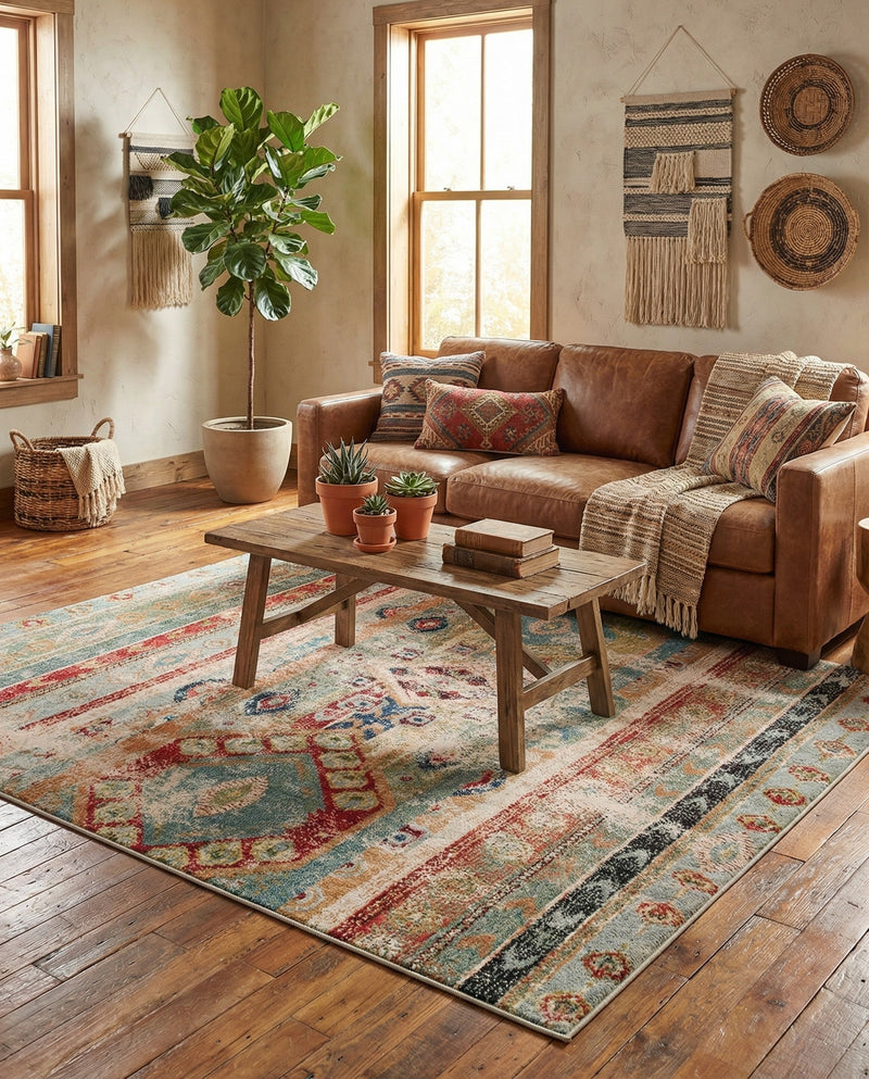 Sedona Vista Collection Area Rug -  Navajo Rectangle Blue  lifestyle 16