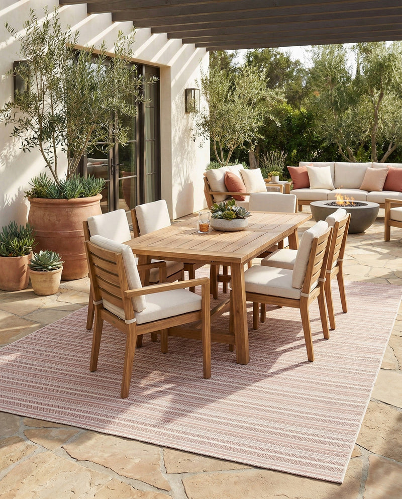 Seaside Stripes Collection Area Rug -  Boardwalk (Red) Rectangle Red  lifestyle 3