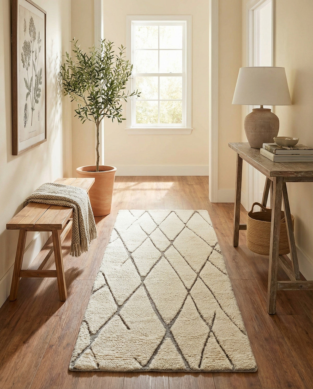 Sahara Berber Wool Collection Area Rug - Marrakesh Runner Pure Ivory  lifestyle 125