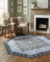 Heritage Elegance Collection Area Rug -  Winterthur (Blue Gray) Octagon Blue Gray  lifestyle 33