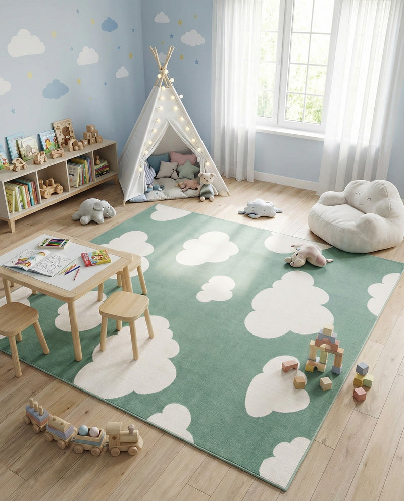 Wonder Tykes Collection Area Rug -  Dreamview Square Soft Green  lifestyle 73