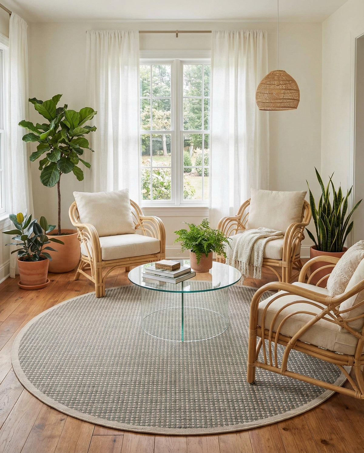 Terrace Fringe Collection Area Rug - Patio Round Brown  lifestyle 102