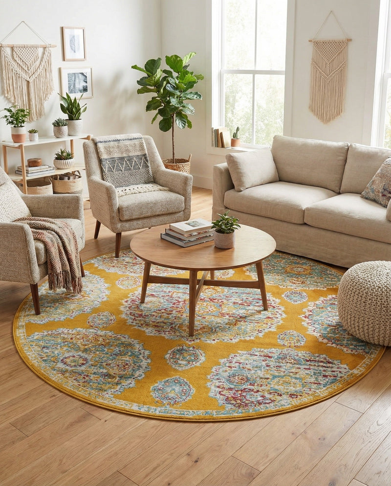 Arcadia Rugs Collection Area Rug -  Atlantis (Orange) Round Orange  lifestyle 30