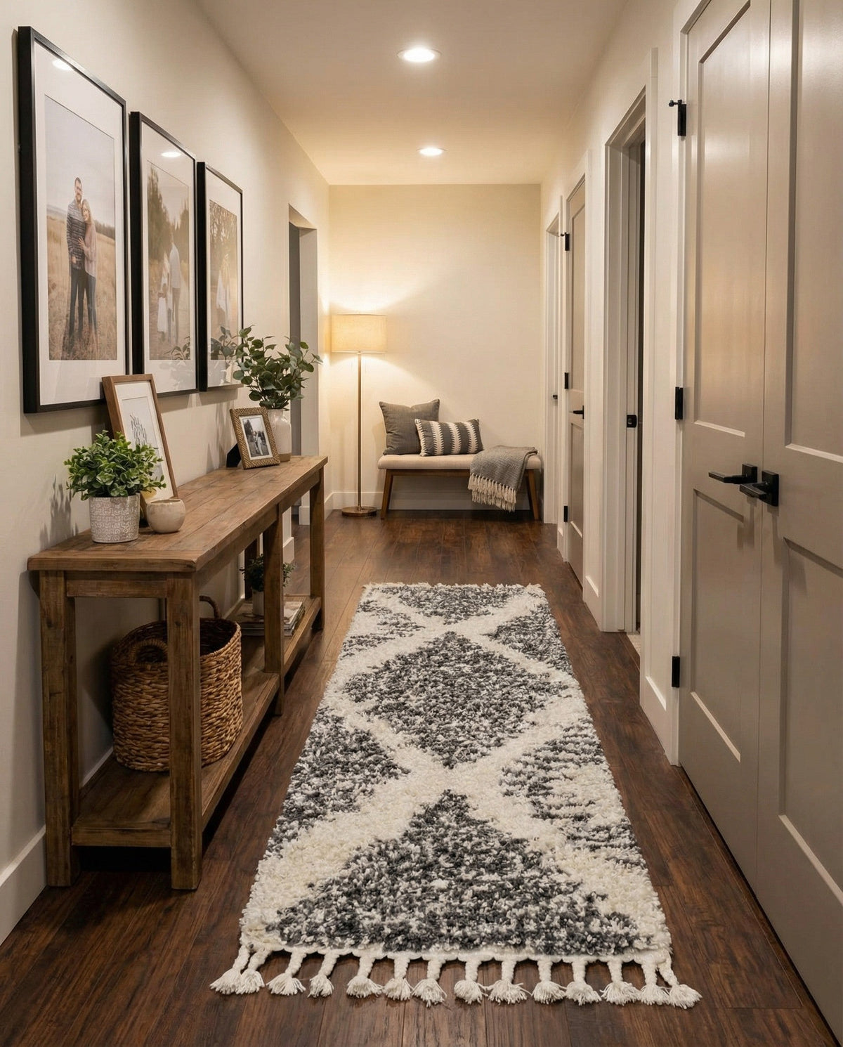 Tranquil Tides Shag Collection Area Rug -  Azure Runner White  lifestyle 97