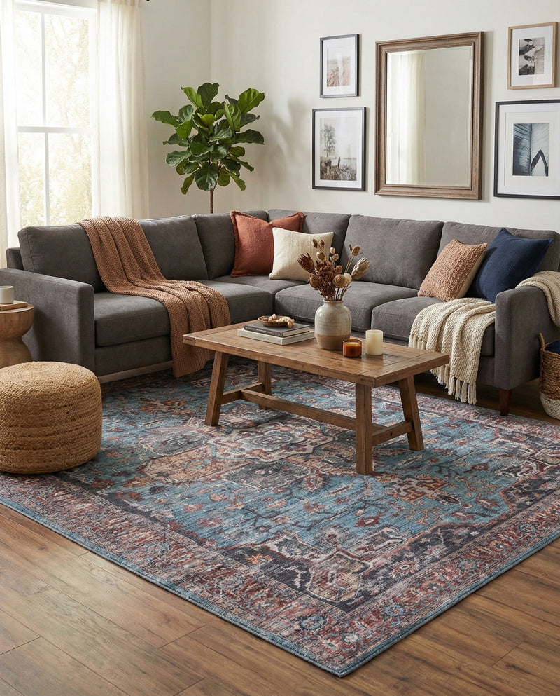 Zahara Oasis Collection Area Rug -  Casablanca Rectangle Blue  lifestyle 20