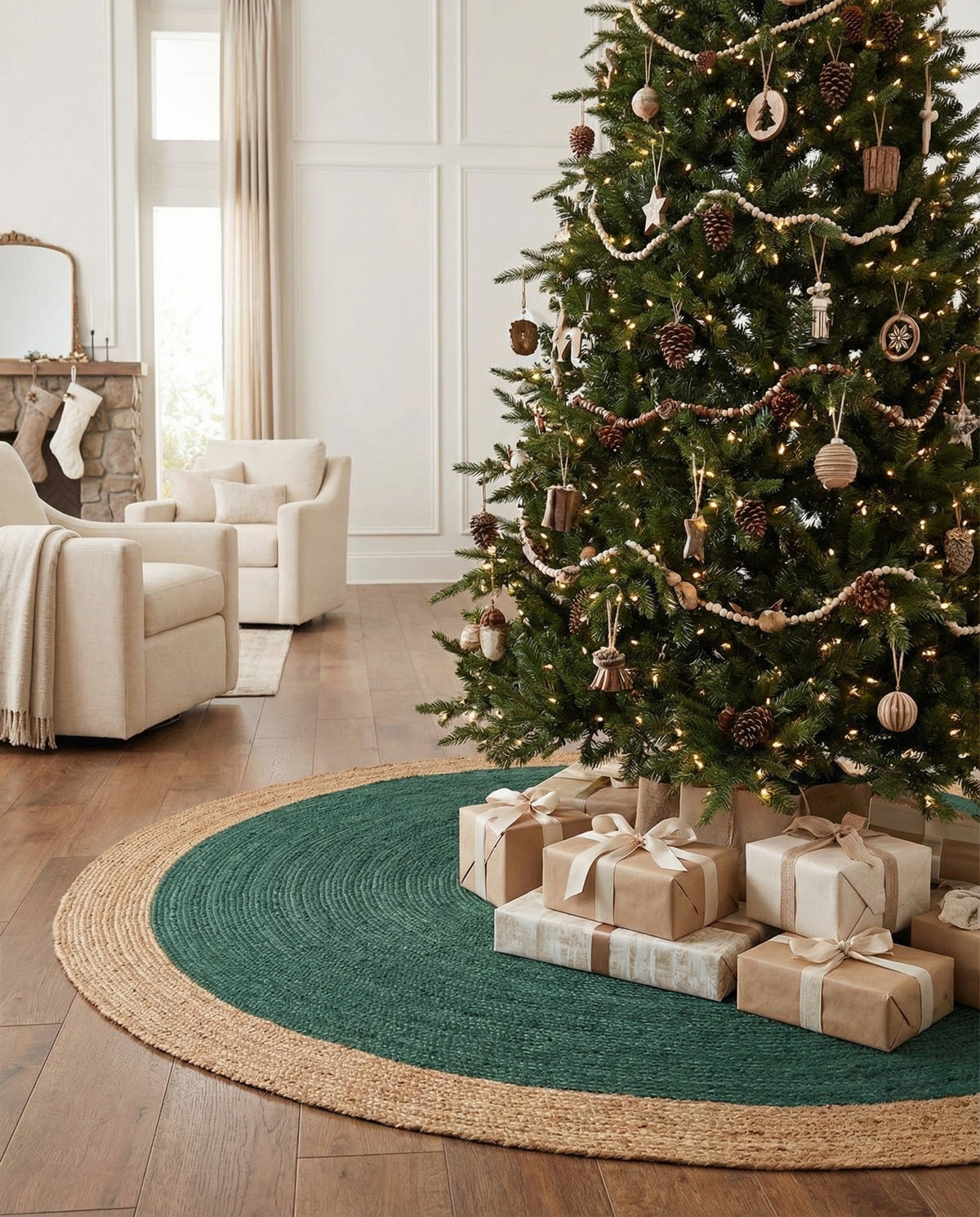 Holiday Hearth Rugs Collection Area Rug - Yuletide Round Green  lifestyle 16