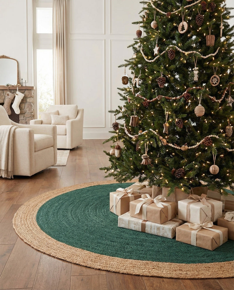 Holiday Hearth Rugs Collection Area Rug - Yuletide Round Green  lifestyle 16