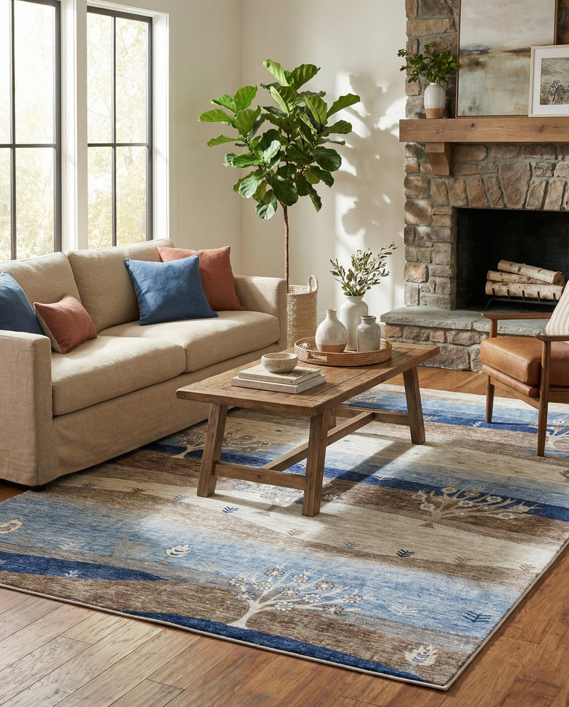 Zagros Shades Collection Area Rug -  Behbahan Rectangle Blue Gray  lifestyle 25