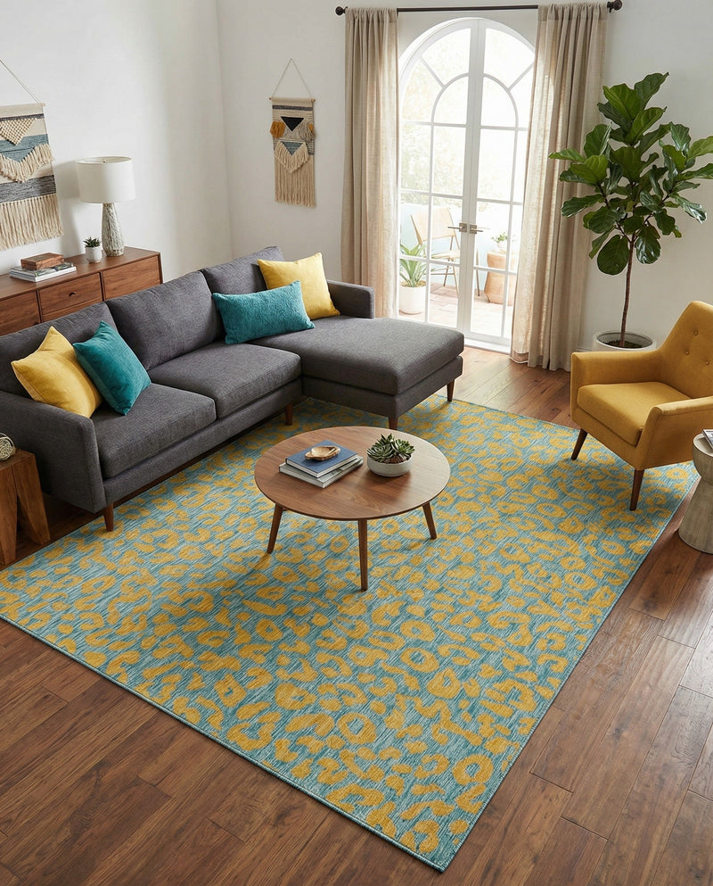 Savannah Escape Collection Area Rug -  Amazon (Blue Yellow) Rectangle Blue Yellow  lifestyle 18