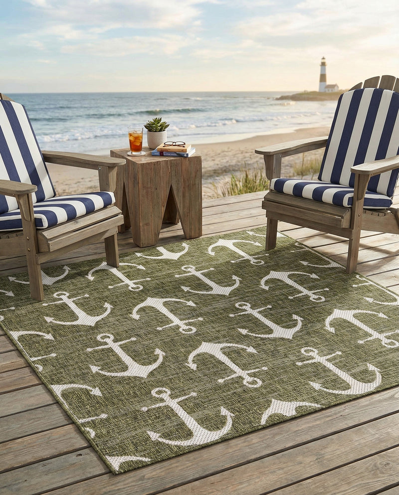 Seaside Haven Rugs Collection Area Rug - Sapphire (Green) Square Green  lifestyle 68