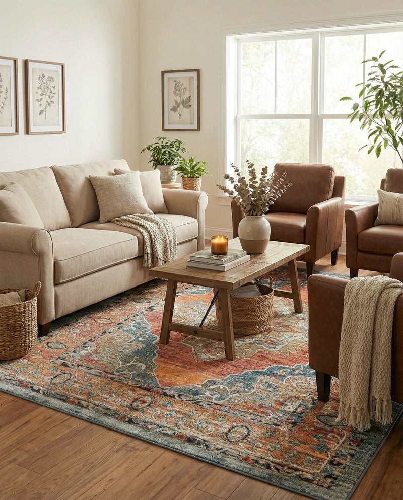 Savannah Soiree Collection Area Rug - Serengeti (Rust Red) Rectangle Rust Red  lifestyle 9