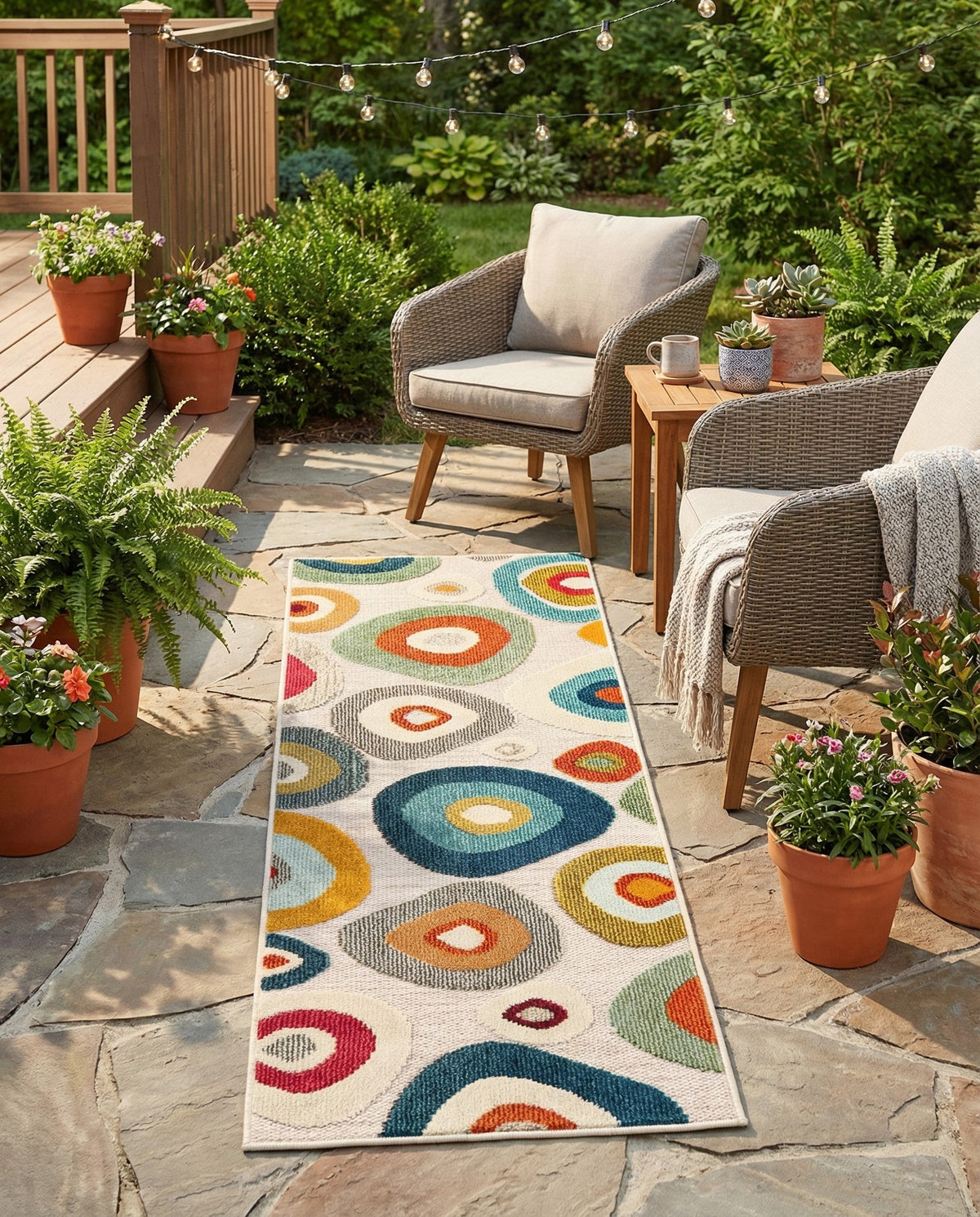 Outdoor Marrakesh Collection Area Rug -  Chefchaouen Runner Multi Beige  lifestyle 143