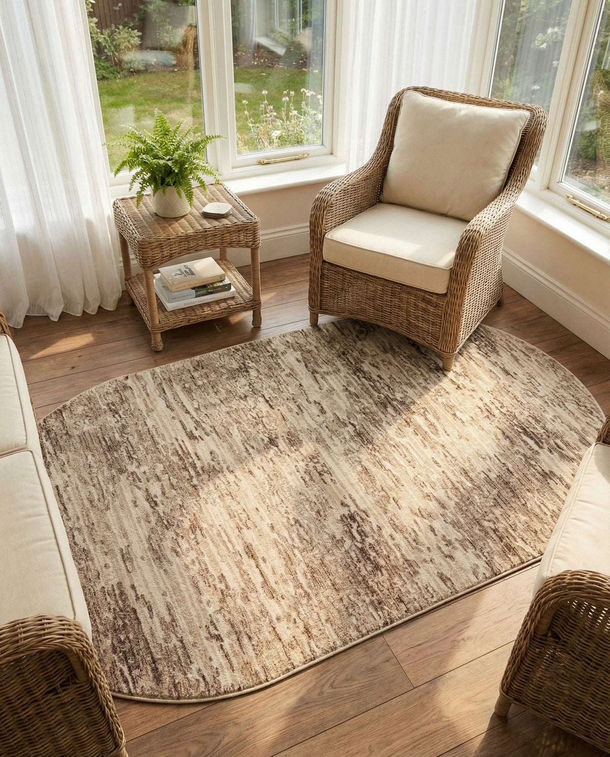 Serenity Sands Collection Area Rug - Dunescape Oval Brown  lifestyle 117
