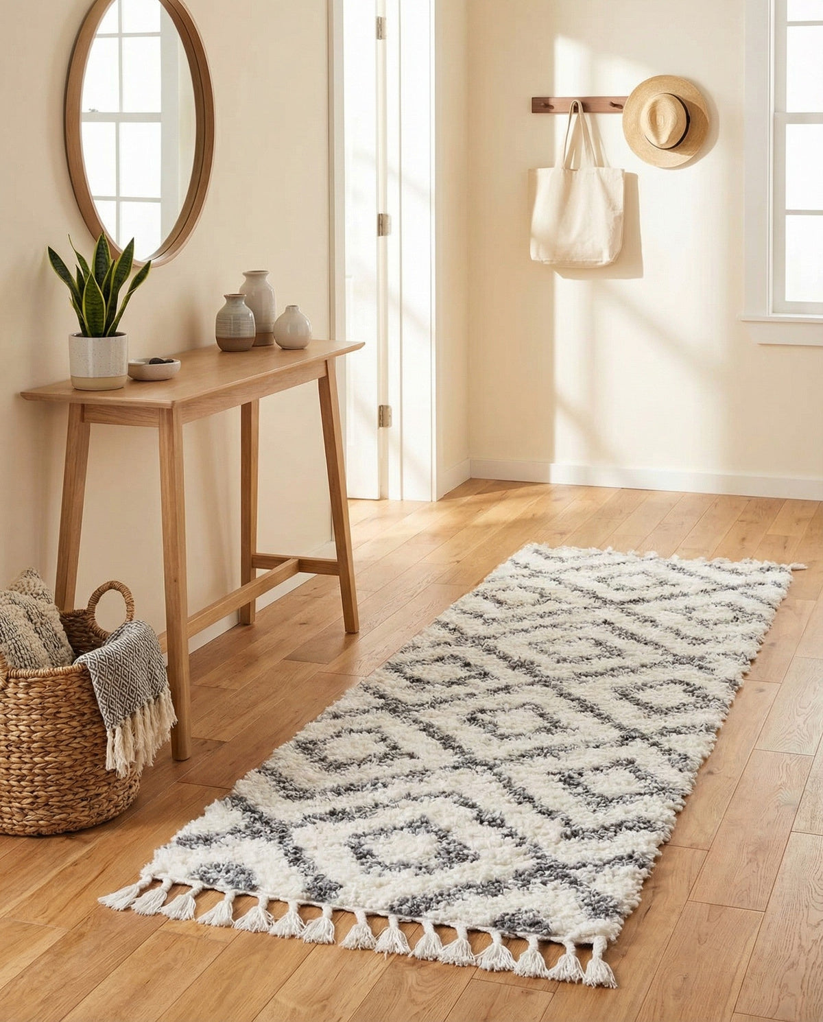 Cozy Cove Shag Collection Area Rug -  Dunes Runner Ivory  lifestyle 96
