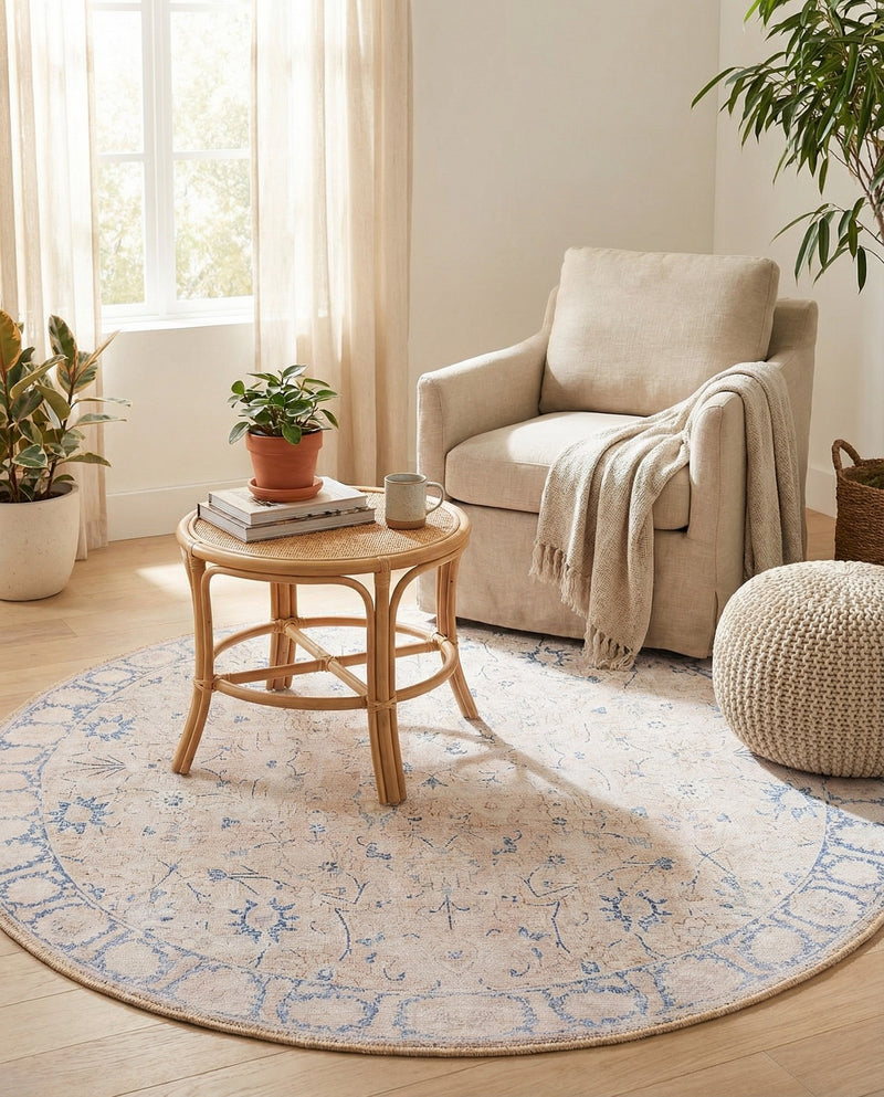 Heritage Elegance Collection Area Rug -  Nijo Round Beige  lifestyle 47