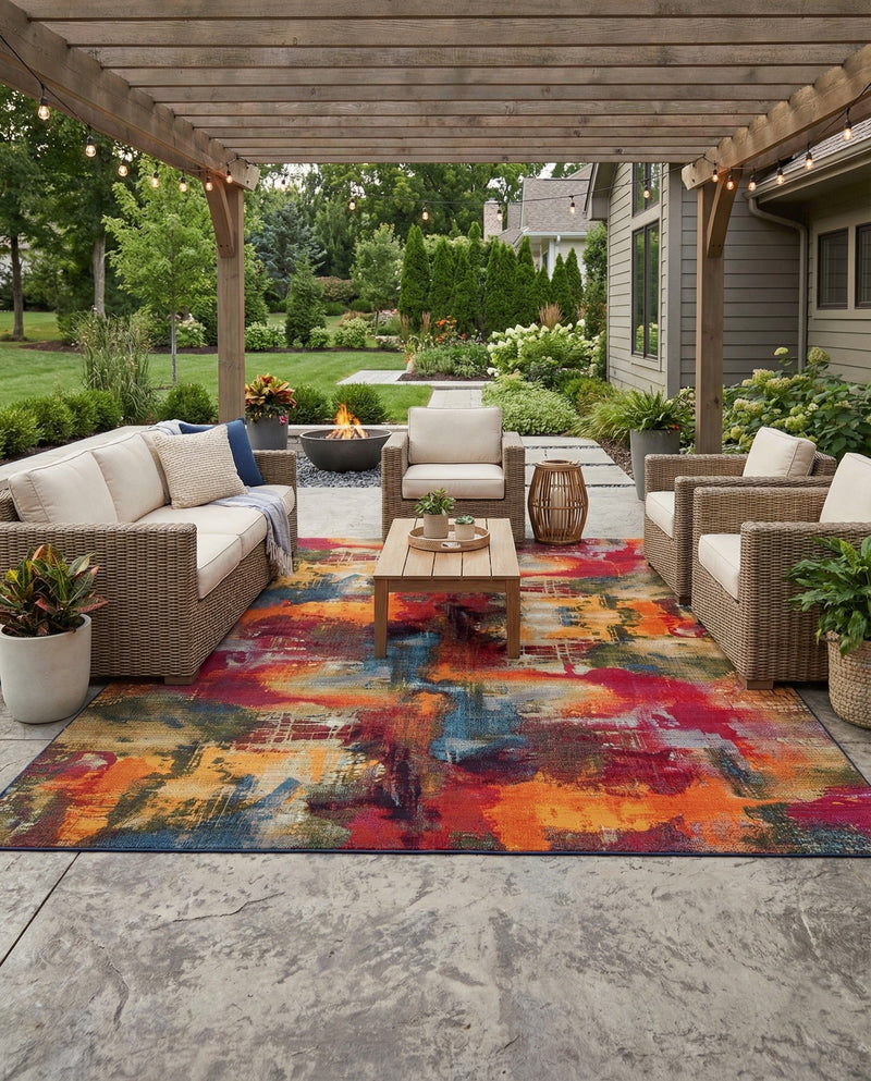 Urban Terrace Collection Area Rug -  Atrium Rectangle Multi  lifestyle 30