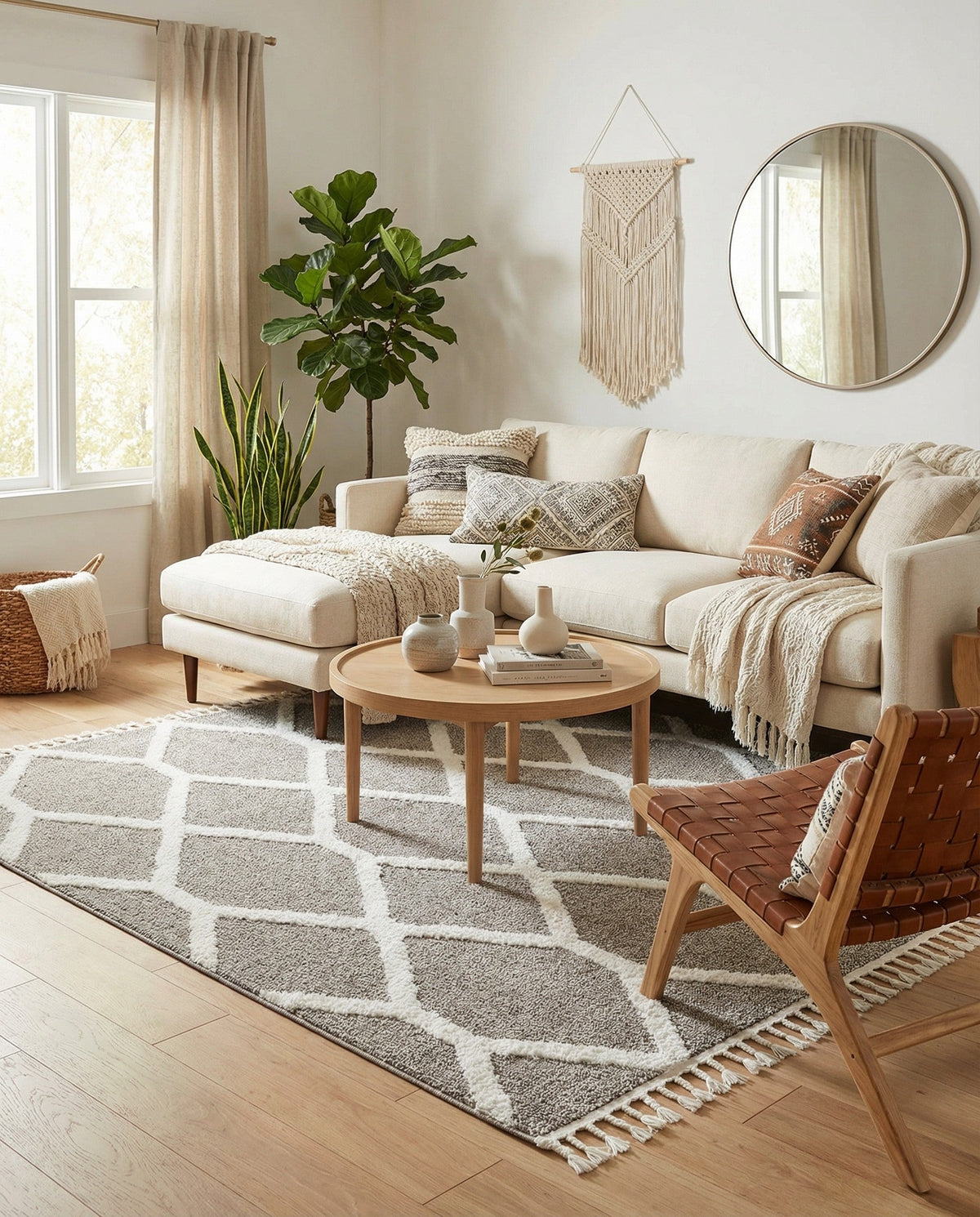 Sahara Chic Collection Area Rug -  Tuareg Square Gray  lifestyle 94