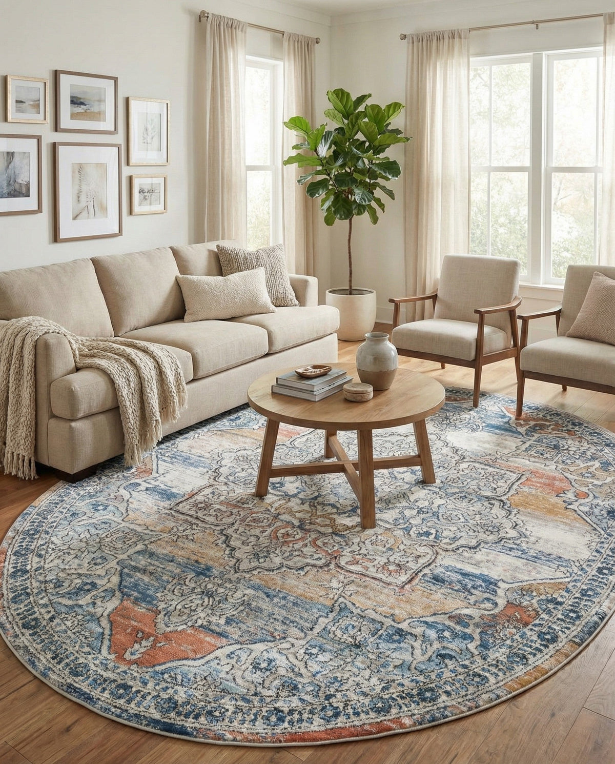 Mykonos Manor Collection Area Rug -  Tinos (Multi) Oval Multi  lifestyle 92