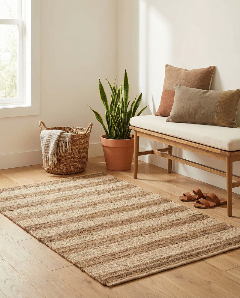Woven Seaside Jute Collection Area Rug - Nantucket Rectangle Natural Ivory  lifestyle 11