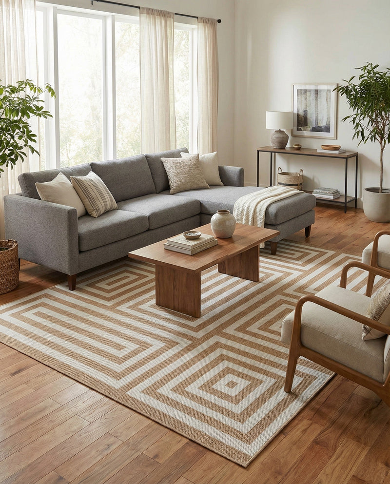 Urban Terrace Collection Area Rug -  Flatiron Rectangle Taupe  lifestyle 21