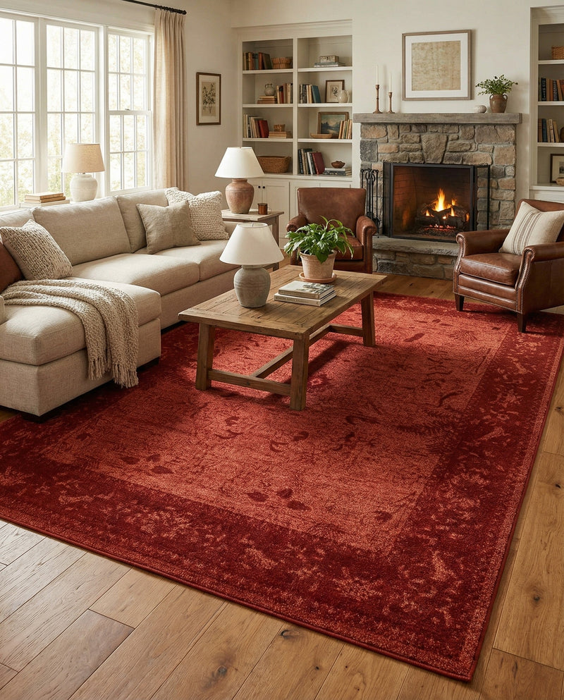 Horizon Collection Area Rug -  Apex (Rust Red) Rectangle Rust Red  lifestyle 16