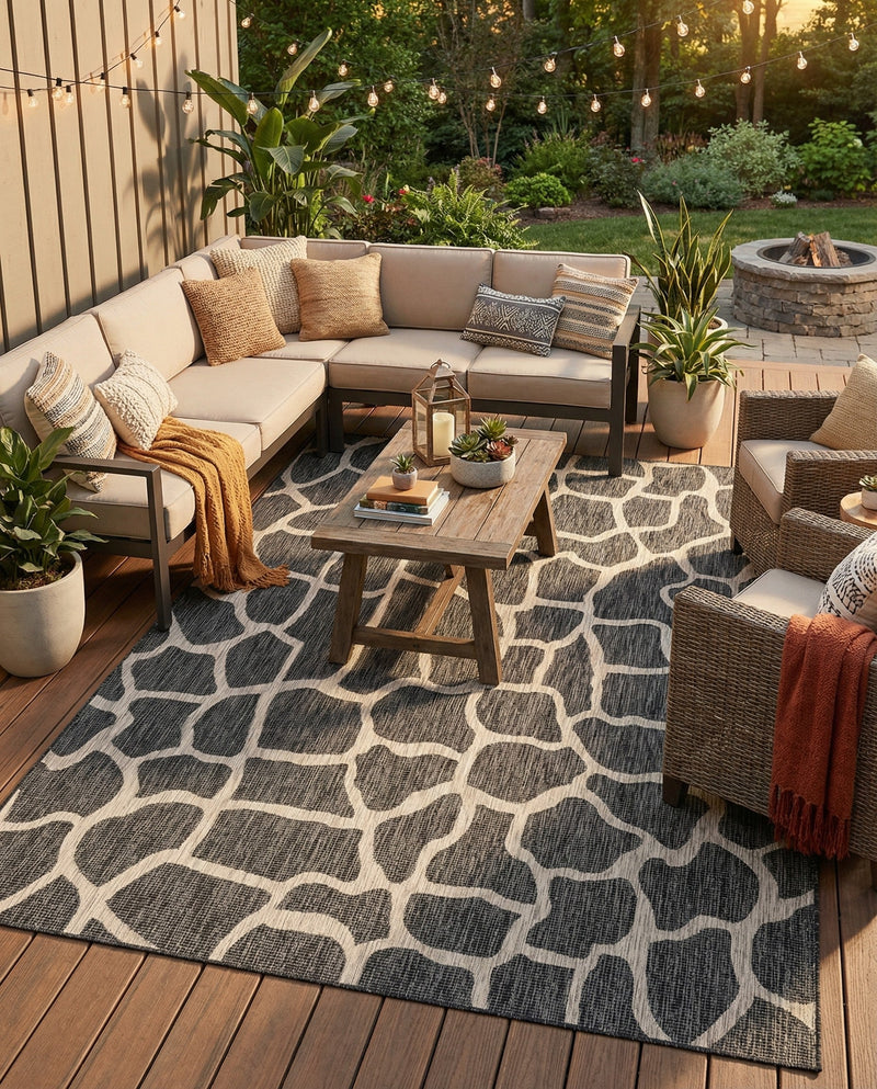 Savannah Escape Collection Area Rug -  Rainforest Rectangle Charcoal Gray  lifestyle 48