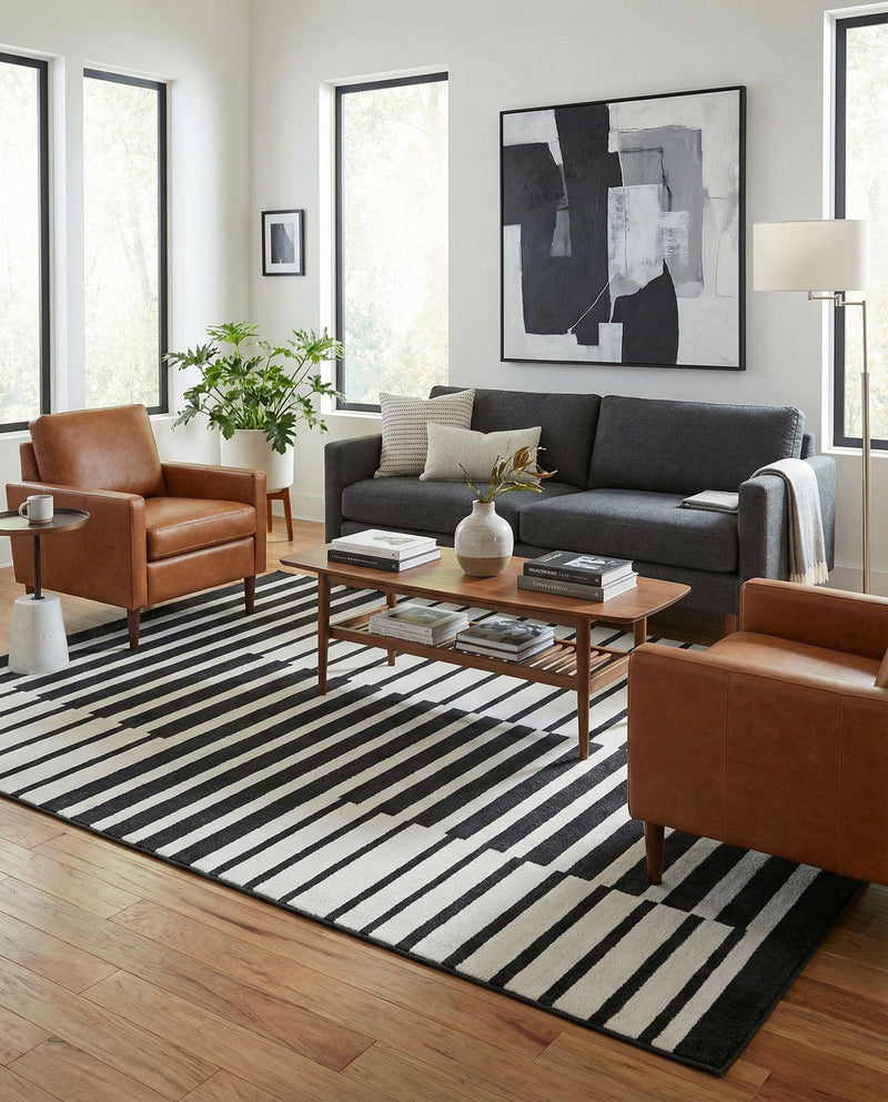 Copenhagen Edge Collection Area Rug -  Vesterbro Rectangle Black  lifestyle 21