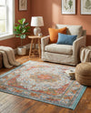 Caribbean Breeze Collection Area Rug -  Floriana Square Light Blue  lifestyle 70
