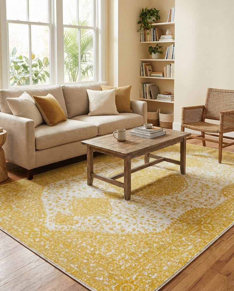 Dover Terrace Collection Area Rug - Marina (Yellow) Rectangle Yellow  lifestyle 18