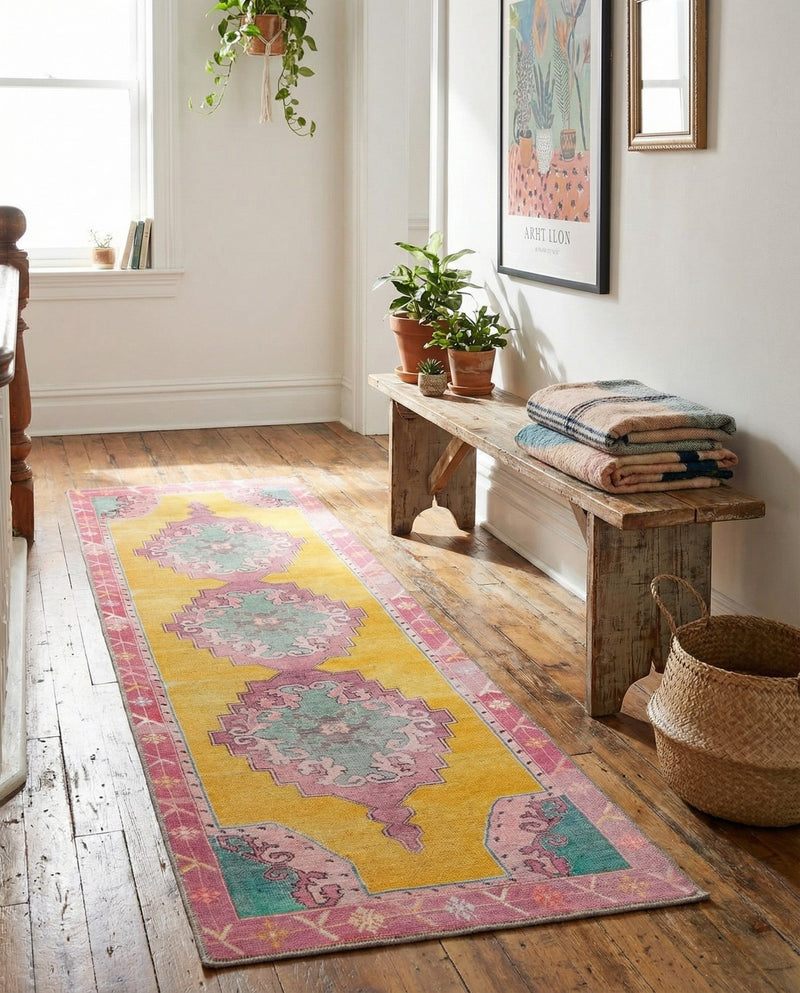 Heritage Elegance Collection Area Rug -  Winterthur (Yellow) Runner Yellow  lifestyle 50