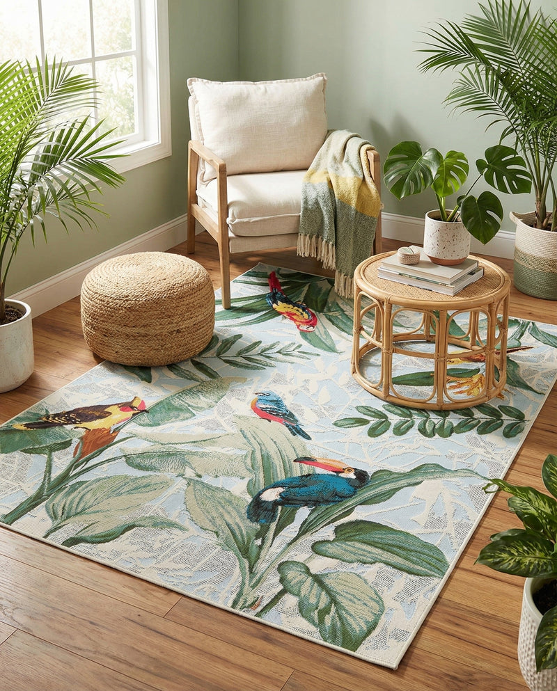 Seaside Blooms Collection Area Rug -  Tropic Rectangle Multi  lifestyle 3