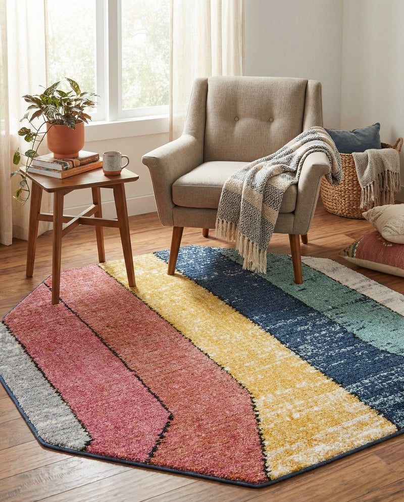 Marrakech Mosaic Collection Area Rug -  Agadir Octagon Multi  lifestyle 53