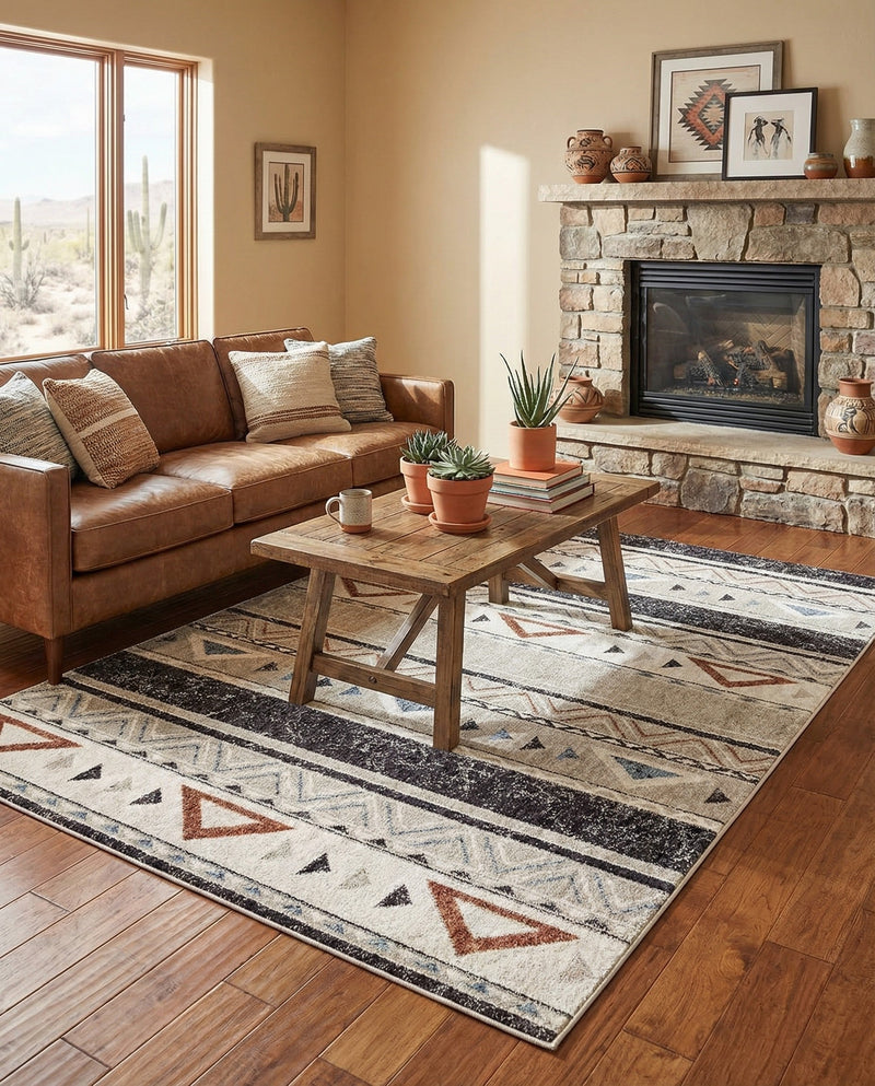 Desert Modern Eco Rug Series Collection Area Rug -  Arches Rectangle Gray  lifestyle 16