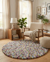 Woolen Sphere Collection Area Rug - Orbsburg (Pink and Purple) Round Pink and Purple  lifestyle 61