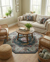 Arcadia Rugs Collection Area Rug - Eden (Gray and Blue) Octagon Gray and Blue  lifestyle 50