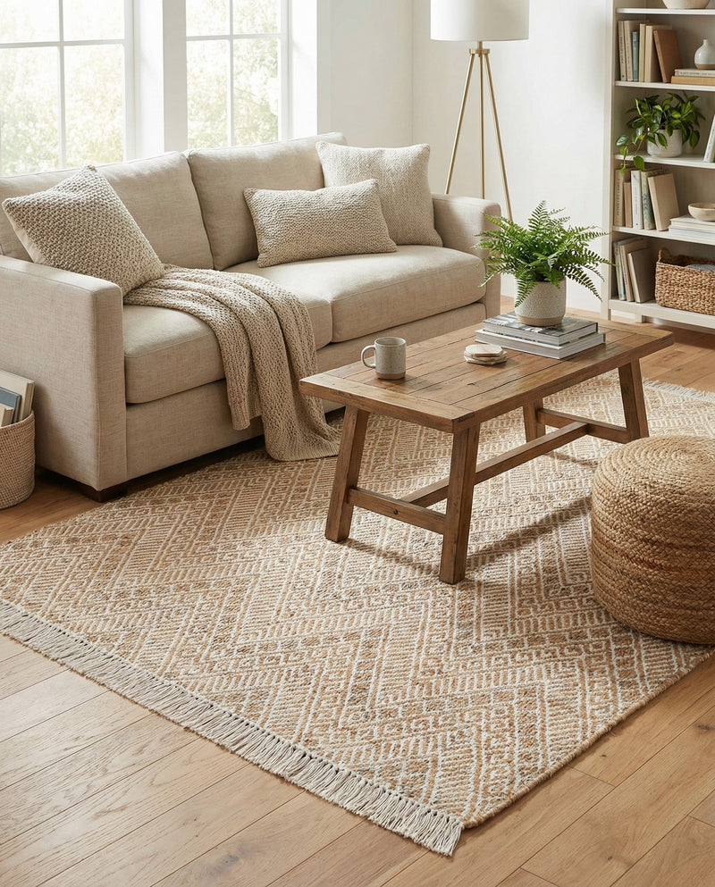 Woven Seaside Jute Collection Area Rug - Oia Rectangle White and Natural  lifestyle 47