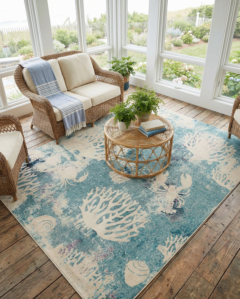 Sorrento Shores Collection Area Rug -  Vico Rectangle Light Blue  lifestyle 14